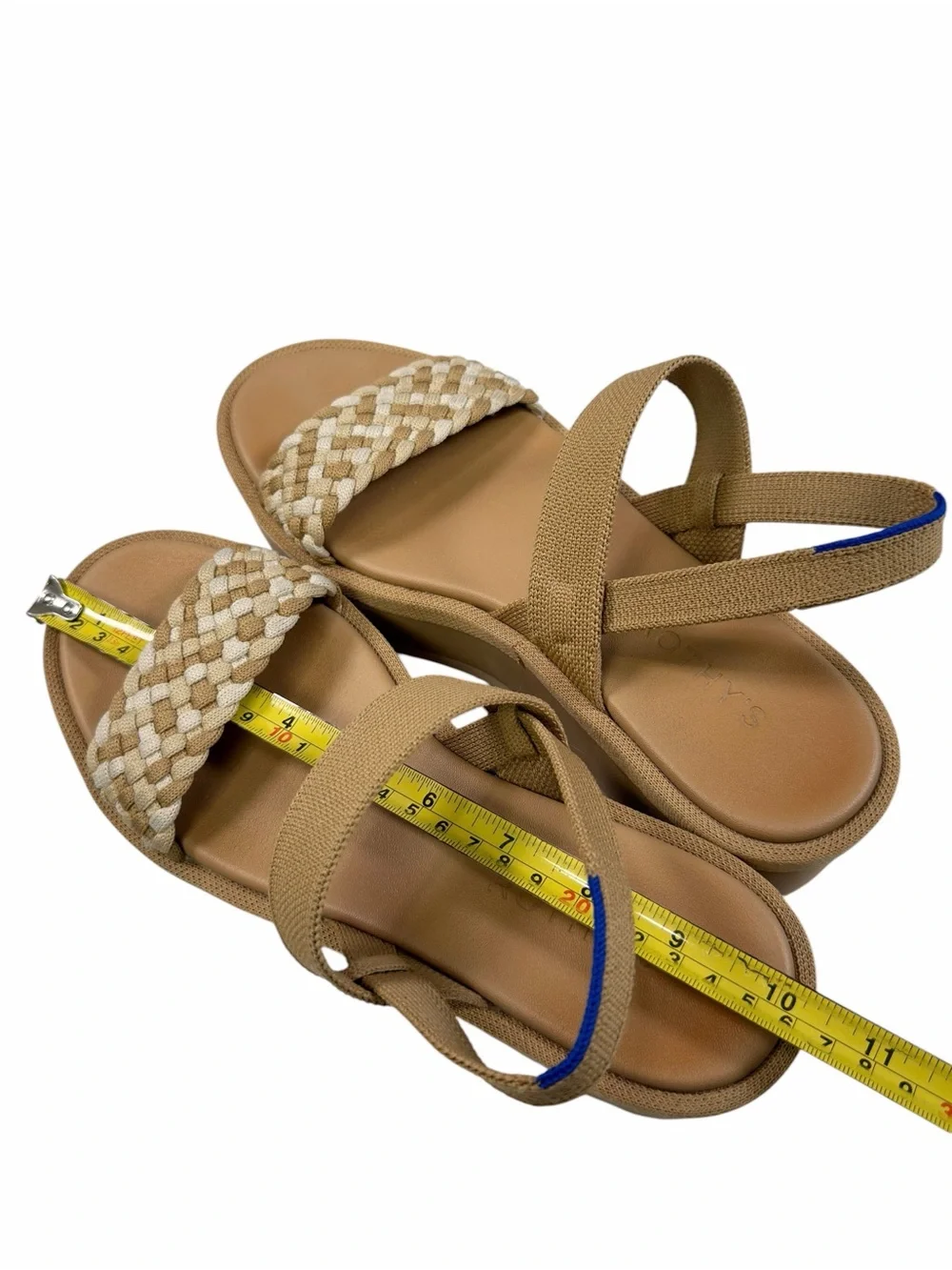 Rothy’s The Lightweight Platform Wedge Sandals in Beach Sand Woven Size 7.5